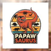 Papawsaurus Retro Dinosaur Zonsondergang Vectoront Raamsticker (Vel 2)