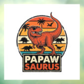Papawsaurus Retro Dinosaur Zonsondergang Vectoront Raamsticker (Vel 3)