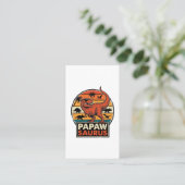 Papawsaurus Retro Dinosaur Zonsondergang Vectoront Visitekaartje (Staand voorkant)