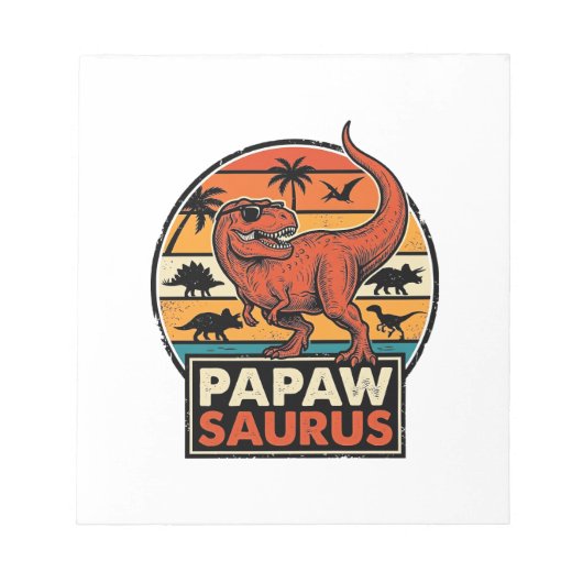 Papawsaurus Retro Dinosaurus Zonsondergang Vector Notitieblok (Voorkant)