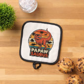 Papawsaurus Retro Dinosaurus Zonsondergang Vector Pannenlap (Top down)