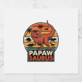 Papawsaurus Retro Dinosaurus Zonsondergang Vector Sparkling Wijnetiket (Enkel label)