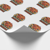 Papawsaurus Retro Dinosaurus Zonsondergang Vectoro Cadeaupapier (Hoek)