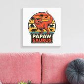 Papawsaurus Retro Dinosaurus Zonsondergang Vectoro Canvas Afdruk (Insitu (Woonkamer))