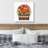 Papawsaurus Retro Dinosaurus Zonsondergang Vectoro Canvas Afdruk (Insitu (Slaapkamer))