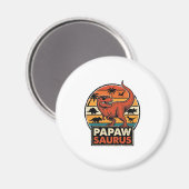 Papawsaurus Retro Dinosaurus Zonsondergang Vectoro Magneet (Voorkant / Achterkant)