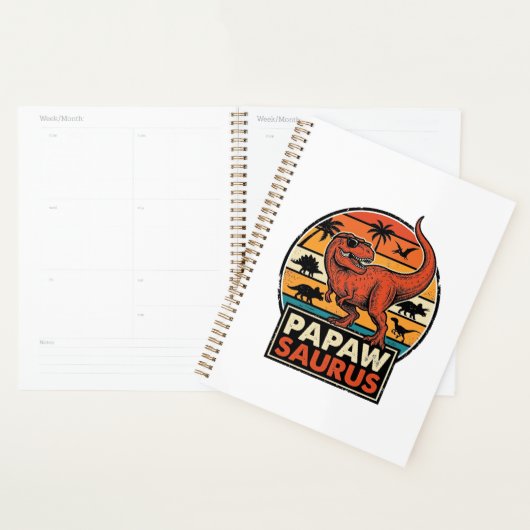 Papawsaurus Retro Dinosaurus Zonsondergang Vectoro Planner (Display)