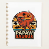 Papawsaurus Retro Dinosaurus Zonsondergang Vectoro Planner (Voorkant)