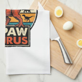 Papawsaurus Retro Dinosaurus Zonsondergang Vectoro Theedoek (Quarter Fold)