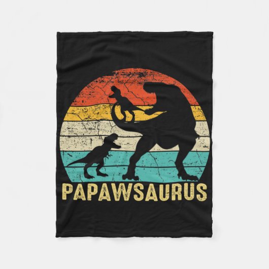 Papawsaurus Rex Papaw Dinosaur 2 Kinderen Vaderdag Fleece Deken (Voorkant)