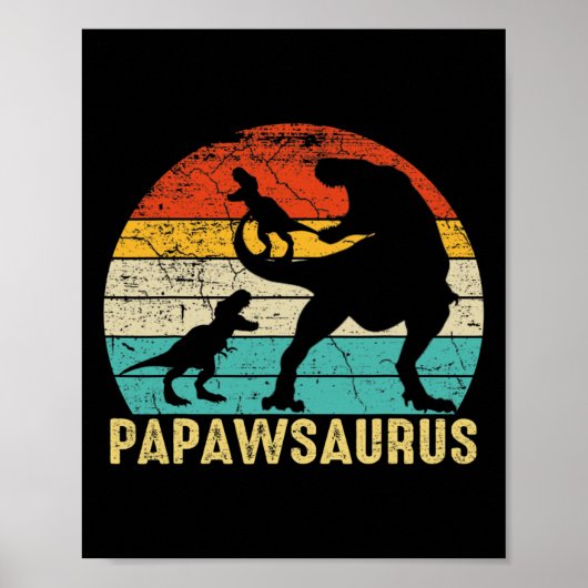 Papawsaurus Rex Papaw Dinosaur 2 Kinderen Vaderdag Poster (Voorkant)