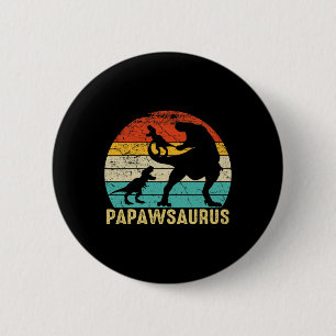 Papawsaurus Rex Papaw Dinosaur 2 Kinderen Vaderdag Ronde Button 5,7 Cm