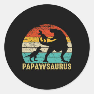 Papawsaurus Rex Papaw Dinosaur 2 Kinderen Vaderdag Ronde Sticker