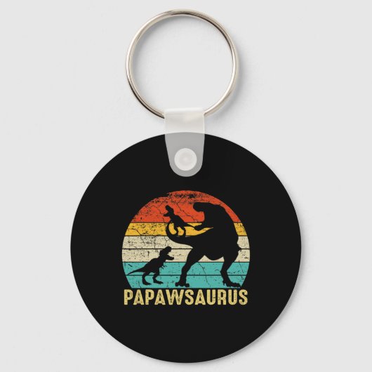 Papawsaurus Rex Papaw Dinosaur 2 Kinderen Vaderdag Sleutelhanger (Voorkant)