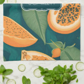 Papaya bloemig kleurrijk gepersonaliseerd patroon theedoek (Gevouwen)