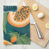 Papaya bloemig kleurrijk gepersonaliseerd patroon theedoek (Quarter Fold)