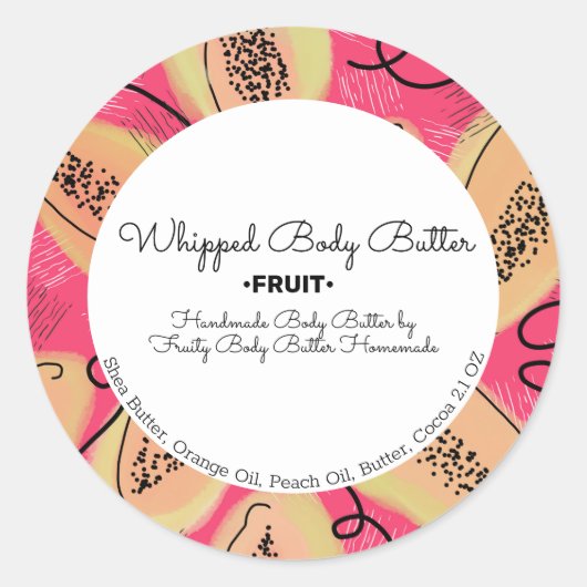 Papaya Body Butter Bath Branding Packaging Ronde Sticker (Voorkant)