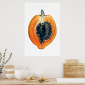 PAPAYA botanische sinaasappel Poster (Keuken)