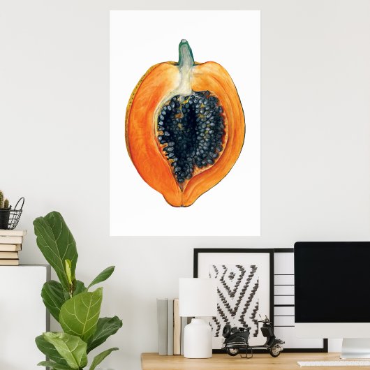 PAPAYA botanische sinaasappel Poster (Thuiskantoor)