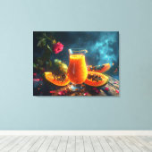 PAPAYA Freshly Squeezed JUICE -  Canvas Afdruk (Insitu (Houten vloer))