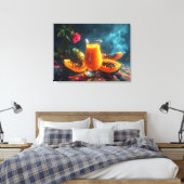 PAPAYA Freshly Squeezed JUICE -  Canvas Afdruk (Insitu (Slaapkamer))