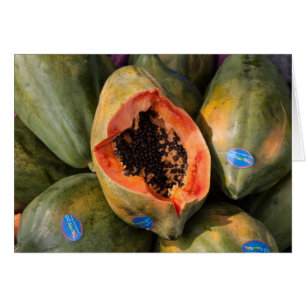 Papaya Fruit Slicted Open Black Seeds Wenskaart