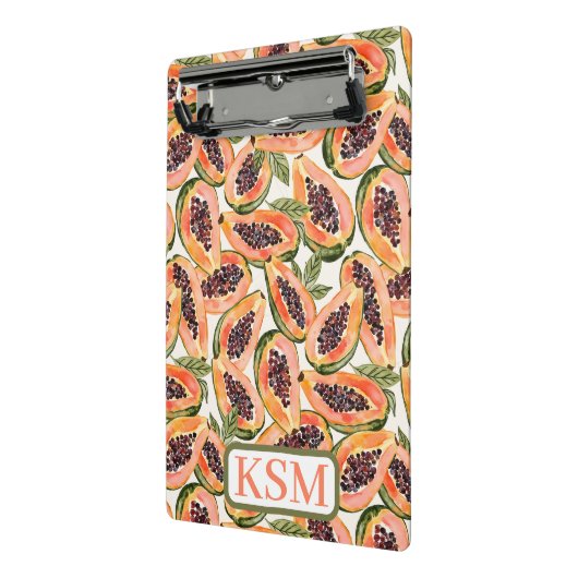 Papaya fruit Waterverf monogram Mini Klembord (Angled2)