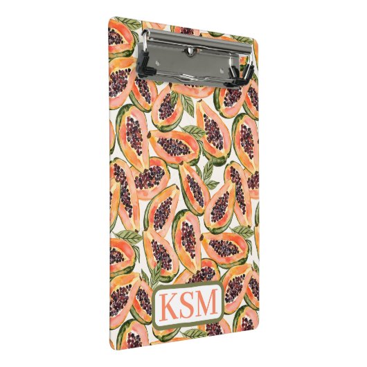 Papaya fruit Waterverf monogram Mini Klembord (Schuin)
