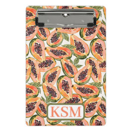 Papaya fruit Waterverf monogram Mini Klembord