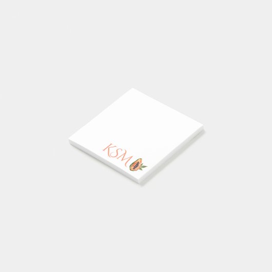 Papaya fruit Waterverf monogram Post-it® Notes (Schuin)