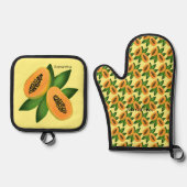 Papaya Fruit Wrapping Paper Ovenwant & Pannenlap Set (Voorkant)