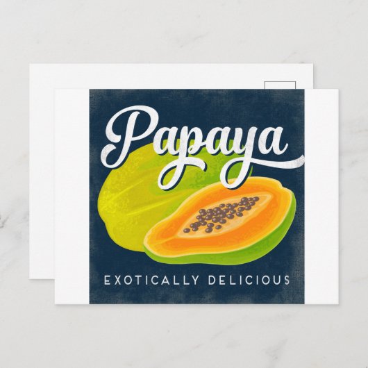 Papaya  fruitlabel Retro Briefkaart (Voorkant / Achterkant)