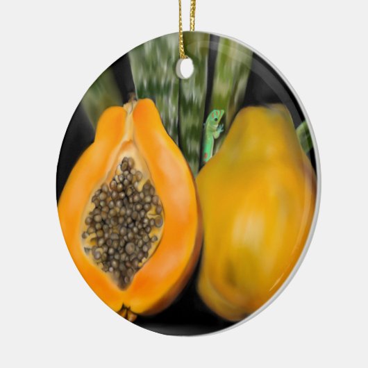 Papaya Gecko Keramisch Ornament (Links)