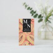 Papaya Hand Drawn Doodle Oranje Black Pattern Visitekaartje (Staand voorkant)