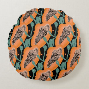 Papaya Hand Tropical Fruit Abstract Patroon Rond Kussen