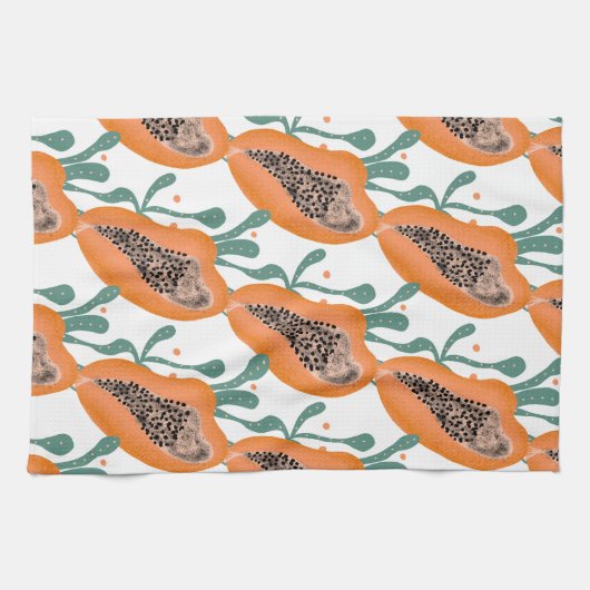 Papaya Hand Tropical Fruit Pattern Theedoek (Horizontaal)