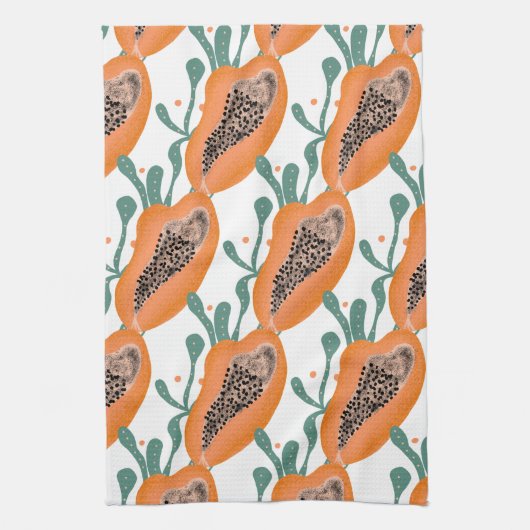 Papaya Hand Tropical Fruit Pattern Theedoek (Verticaal)