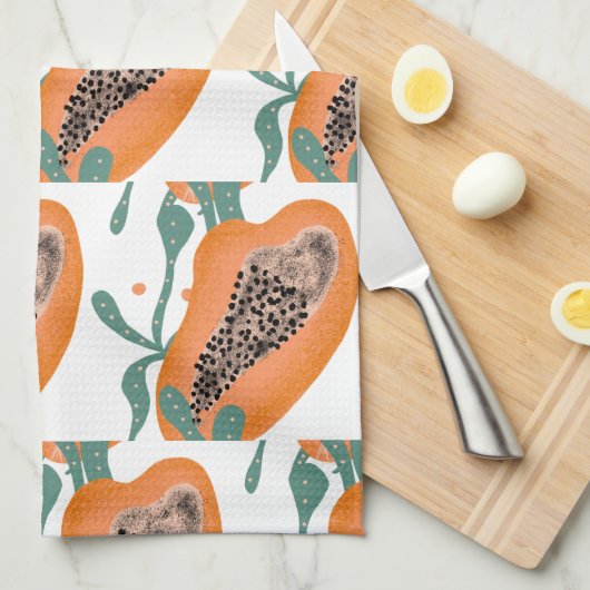 Papaya Hand Tropisch Fruit Patroon Theedoek (Quarter Fold)
