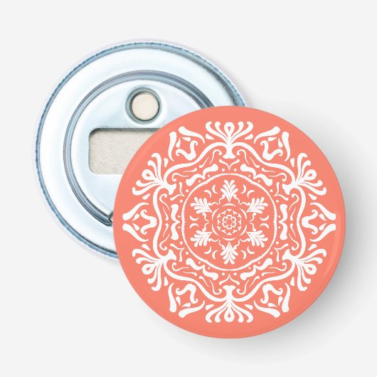 Papaya Mandala Button Flesopener (Voorkant)