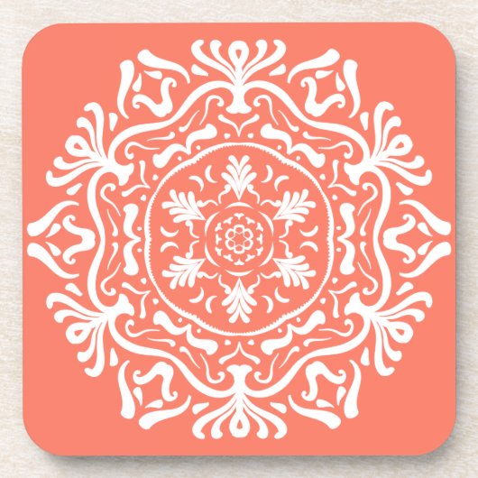 Papaya Mandala Drankjes Onderzetter (Voorkant)