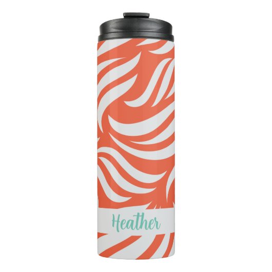 Papaya Modern Chic Simple Personalized Travel Mug Thermosbeker (Voorkant)