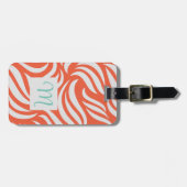 Papaya Modern Foliage Feminine Monogram Travel Bagagelabel (Voorkant horizontaal)