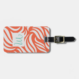 Papaya Modern Foliage Feminine Monogram Travel Bagagelabel