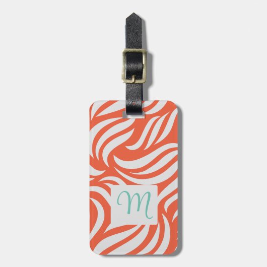 Papaya Modern Foliage Feminine Monogram Travel Bagagelabel (Voorkant verticaal)