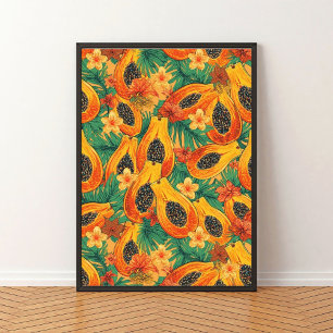 Papaya Paradijs Tropisch Waterverf Fruit Poster
