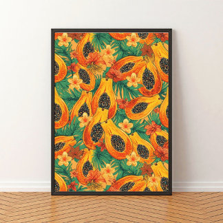 Papaya Paradijs | Tropisch Waterverf Fruit Poster