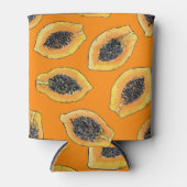 Papaya plakjes op sinaasappel blikjeskoeler (Voorkant)