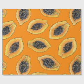 Papaya plakjes op sinaasappel cadeaupapier (Vlak)