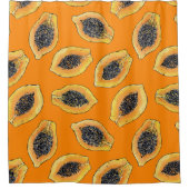 Papaya plakjes op sinaasappel douchegordijn (Voorkant)