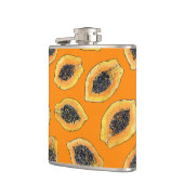 Papaya plakjes op sinaasappel heupfles (Links)